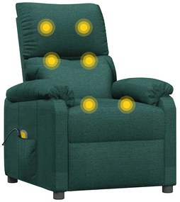 vidaXL Πολυθρόνα Μασάζ Σκούρο Πράσινο Υφασμάτινη