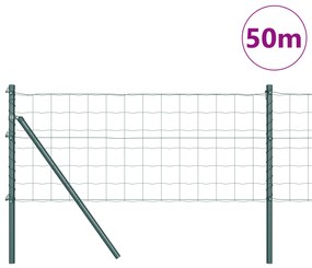 vidaXL Ευρωπαϊκός φράχτης με 13 πόστα 0.4x50 μ γαλβανισμένος ατσάλινος πράσινος