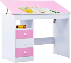 vidaXL Γραφείο Παιδικό με Ανακλινόμενη Επιφάνεια Ροζ και Λευκό