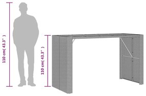 Τραπέζι Κήπου Επιφάνεια Ακακίας Μαύρο 185x80x110εκ. Συνθ. Ρατάν - Μαύρο