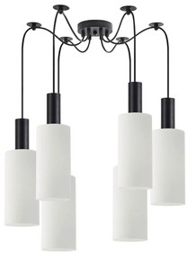 Φωτιστικό Οροφής Κρεμαστό Adept Tube 77-8562 12x300cm 6xE27 60W Black-White Homelighting Metal, Glass