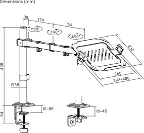 POWERTECH βάση γραφείου οθόνης ή laptop PT-1570, 17-32", έως 10kg