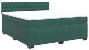 vidaXL Κρεβάτι Boxspring με Στρώμα Σκούρο Πράσινο 200x200εκ. Βελούδινο