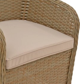 Πολυθρόνα κήπου Hadrian pakoworld rattan καφέ- textilene μπεζ 57x70x85εκ
