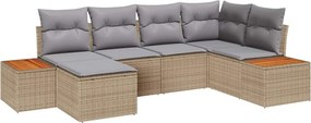 vidaXL Σετ Καναπέ Κήπου 7 pcs Μπέζ και Ανοιχτό Γκρι Πολυρατάν