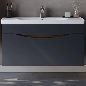 Έπιπλο Μπάνιου Πάγκος Με Νιπτήρα Smile 100 S3BSMIL100ANTBAR 100x45,5x54,5cm Anthracite-White Κεραμικό,Mdf