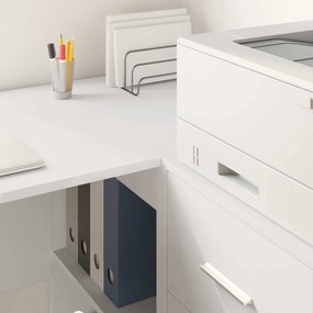 vidaXL Γωνιακό γραφείο με συρτάρι Λευκό 102 x 88 x 75 εκ