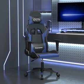 Καρέκλα Gaming Μασάζ Μαύρο/Μπλε από Συνθετικό Δέρμα - Μπλε