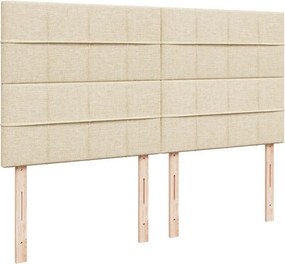 vidaXL Οθωμανικό Κρεβάτι με Στρώματα Κρέμα 200x200cm Ύφασμα