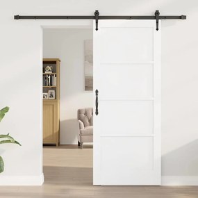 vidaXL Συρόμενη Πόρτα Λευκό 83 x 202 εκ. Μασίφ ξύλο πεύκου