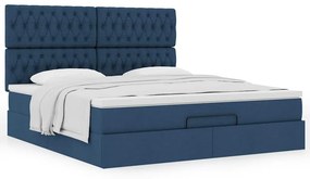 VidaXL Οθωμανικό κρεβάτι με στρώμα μπλε 180x200cm ύφασμα