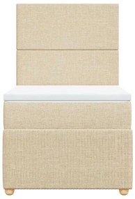 vidaXL Κρεβάτι Boxspring με Στρώμα Κρεμ 100 x 200 εκ. Υφασμάτινο
