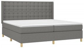 vidaXL Κρεβάτι Boxspring με Στρώμα &amp; LED Σκ.Γκρι 200x200εκ. Υφασμάτινο
