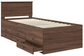 vidaXL Καναπές Κρεβάτι με συρτάρι Καφέ δρυς και Μαύρο 90 x 200 cm