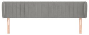 Κεφαλάρι με Πτερύγια Ανοιχτό Γκρι 183x23x78/88 εκ. Βελούδινο - Γκρι