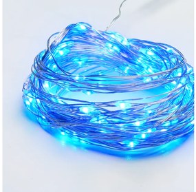Λαμπάκια Σειρά 100 LED Μπλε Φως Ασημί Καλώδιο Χάλκινο 8 Προγράμματα IP44 10μ και 3μ 600mA X01100612 ACA-X01100612-Ασημί X01100612