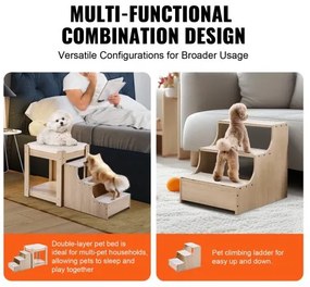 VEVOR Pet Bunk Bed with Stairs Dog/Cat Window Perch for Bedside Indoor Use