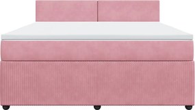 vidaXL Κρεβάτι Boxspring με Στρώμα Ροζ 180x200 εκ. Βελούδινο