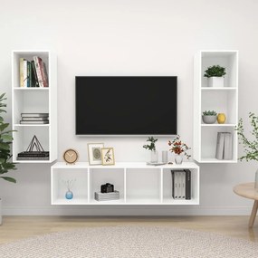 vidaXL Έπιπλα Τηλεόρασης Σετ 3 Τεμαχίων Λευκό από Μοριοσανίδα