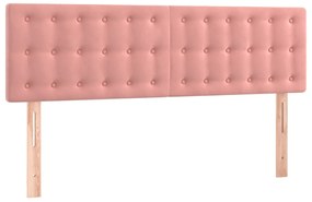 vidaXL Κεφαλάρι Κρεβατιού LED Ροζ 144x5x78/88 εκ. Βελούδινο