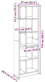 Βιβλιοθήκη Λευκή 57x28,5x174 εκ. από Επεξεργασμένο Ξύλο - Λευκό