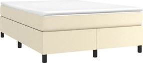 vidaXL Κρεβάτι Boxspring με Στρώμα Κρεμ 140x200εκ. από Συνθετικό Δέρμα