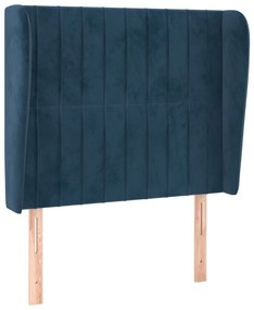 Κεφαλάρι με Πτερύγια Σκούρο Μπλε 83x23x118/128 εκ. Βελούδινο - Μπλε