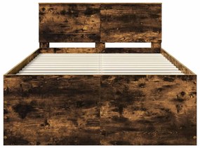 vidaXL Σκελετός Κρεβατιού με κεφαλάρι Καπνιστό Δρύς 135 x 190 cm