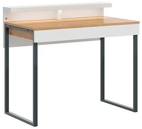 Τραπέζι γραφείου Boston 362, Με συρτάρια, Αριθμός συρταριών: 1, 85x100x57cm, 32 kg, Arlington δρυς, Άσπρο | Epipla1.gr