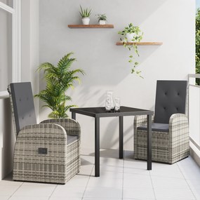 vidaXL Σετ εξωτερικών επίπλων 3 pcs Γκρι 80 x 80 x 73 εκ PE ρατάν
