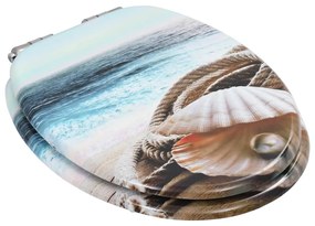 Κάλυμμα Λεκάνης με Καπάκι Soft Close Σχέδιο Κοχύλι από MDF - Πολύχρωμο