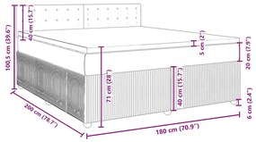 Κρεβάτι Boxspring με Στρώμα Μπλε 180x200 εκ. Βελούδινο - Μπλε