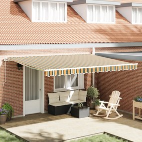 vidaXL Ανασυρόμενη Τέντα Πράσινο και κίτρινο 450 x 350 εκ