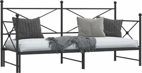 vidaXL Κρεβάτι ημέρας με καρότσα χωρίς στρώμα Μαύρο 75x190 cm Ατσάλι