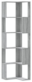 vidaXL Βιβλιοθήκη Γωνιακή 5 Επ. Γκρι Sonoma 50x50x179 εκ Επεξ. Ξύλο