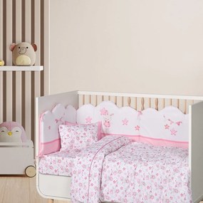 Σεντόνια Βρεφικά 4917 (Σετ 3τμχ) White-Pink Das Home Cradle 130x170cm 100% Cotton