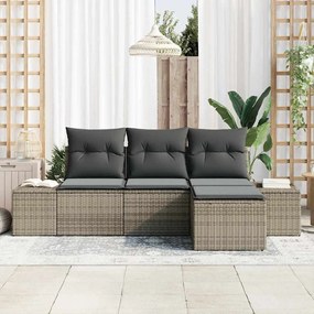 vidaXL Σετ Καναπέ Κήπου 4 pcs Γκρι Πολυ rattan, βαμμένο ατσάλι