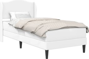 vidaXL Σκελετός Κρεβατιού με κεφαλάρι Λευκό 90 x 200 cm Τεχνητό Δέρμα