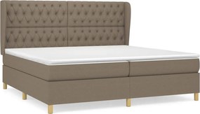 vidaXL Κρεβάτι Boxspring με Στρώμα Taupe 200x200 εκ. Υφασμάτινο