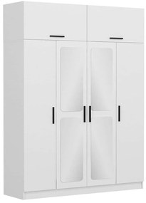 Ντουλάπα Τετράφυλλη Με Πατάρι Kale 506MNR2652 180x52x255cm White Τετράφυλλη