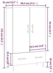 Ντουλάπα Καπνιστή Δρυς 69,5 x 31 x 115 εκ. Επεξεργασμένο Ξύλο - Καφέ