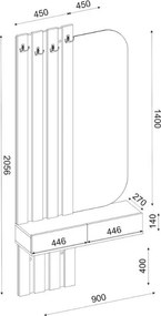 Έπιπλο εισόδου Reyas Megapap χρώμα ανθρακί - sepet oak 90x27x205,6εκ.