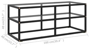 Έπιπλο Τηλεόρασης με Ψημένο Γυαλί Μαύρο 100 x 40 x 40 εκ. - Μαύρο