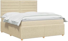 vidaXL Κρεβάτι box spring με στρώμα Κρεμ 140 x 200 cm Ύφασμα