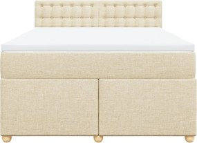 vidaXL Κρεβάτι Boxspring με Στρώμα Κρεμ 160x200 εκ. Υφασμάτινο