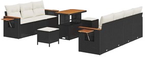 vidaXL Σετ Καναπέ Κήπου 10 pcs Μαύρο και κρεμ 90 x 55 x 71 cm