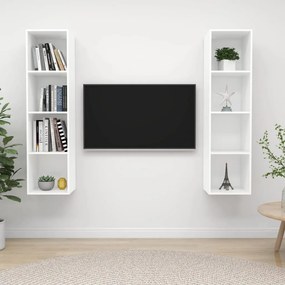 vidaXL Έπιπλα Τηλεόρασης Κρεμαστά 2 τεμ. Λευκό από Επεξ. Ξύλο