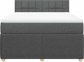 vidaXL Κρεβάτι Boxspring με Στρώμα Σκούρο Γκρι 140x200 εκ Υφασμάτινο