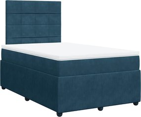 vidaXL Κρεβάτι Boxspring με Στρώμα Μπλε 120x190 εκ. Βελούδινο