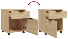 vidaXL Αρχειοθήκη Φορητή Sonoma Δρυς 45x38x54 εκ. Επεξ. Ξύλο με Ρόδες